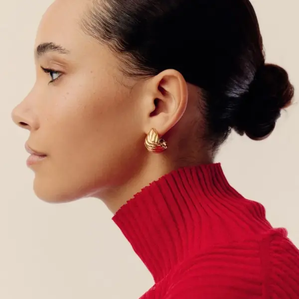 Hera Dome Hoop Earrings - Image 2