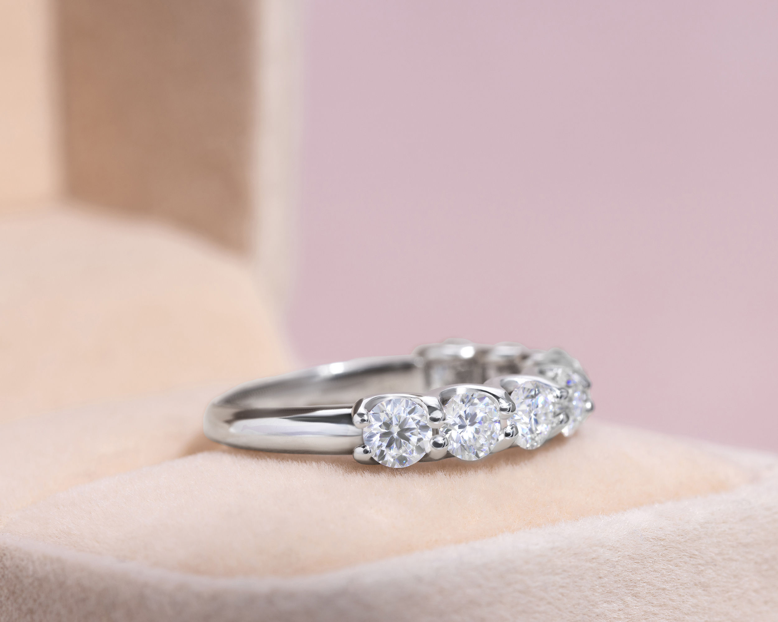 Half Eternity 2.25 Ct Moissanite Engagement Ring Round 14k White Gold D/VVS2 - Image 7