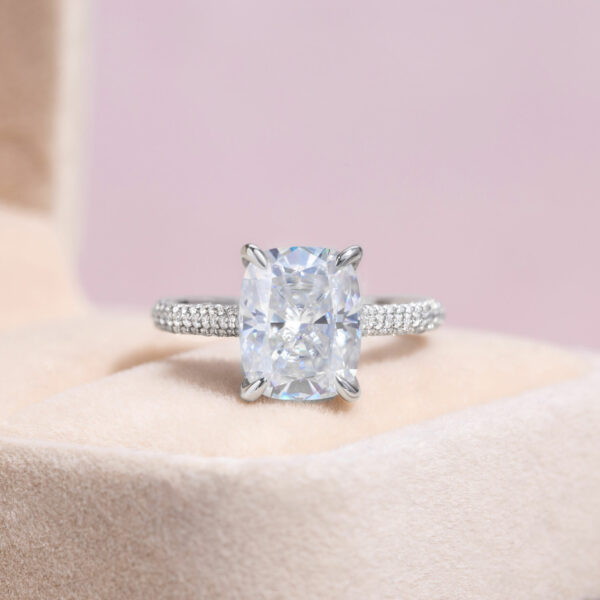 Real Moissanite Radiant Cut 4.50 Ct Engagement Ring Solid 14k White Gold D/VVS2