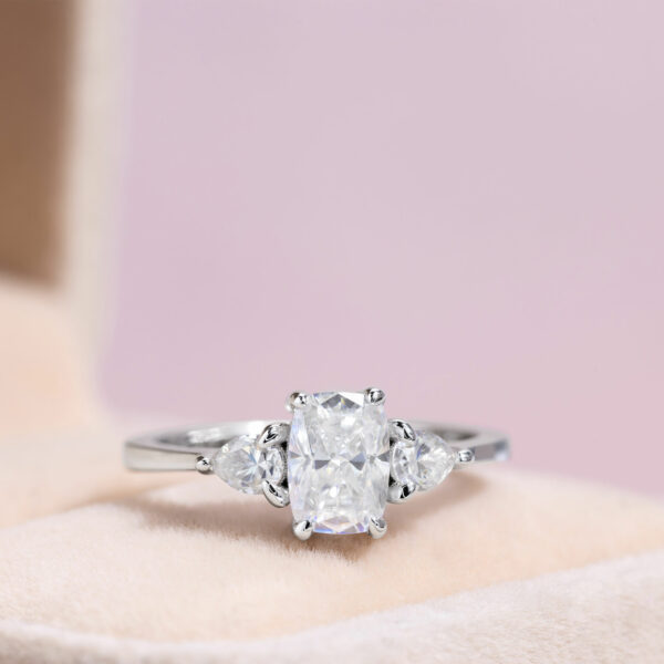 Moissanite Engagement Ring 14k White Gold 1.30 Carat D/VVS2