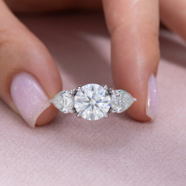 1.71 Ct Moissanite Engagement Ring Cluster Set 14k White Gold Round Cut D/VVS2