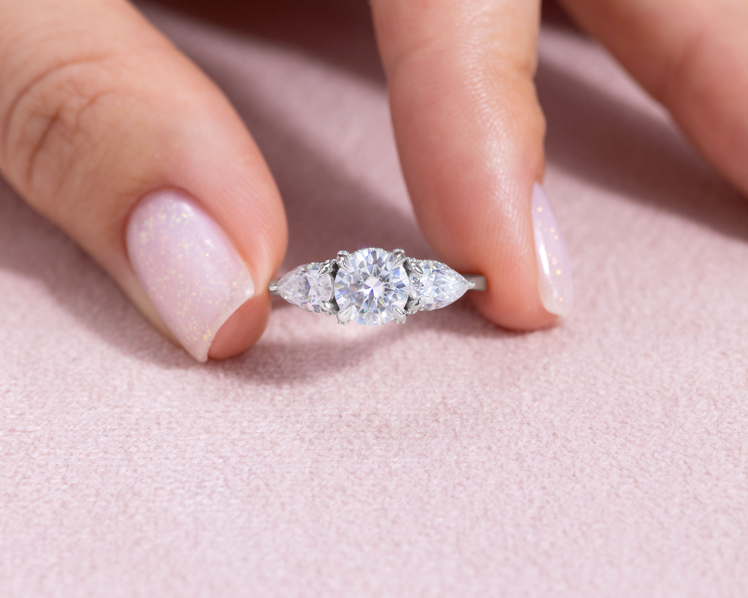 5.30 Moissanite Engagement Ring Real 14k White Gold Round Cut D/VVS2