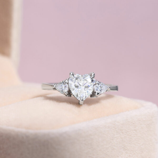 1.40 Ct Heart Cut Moissanite Engagement Ring 14K White Gold D/VVS2