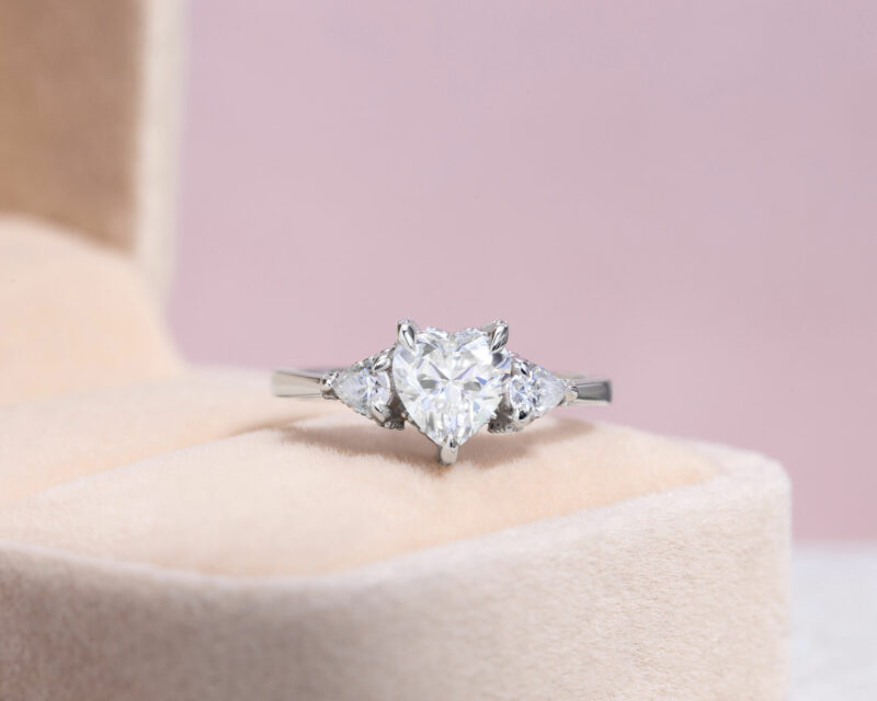 1.40 Ct Heart Cut Moissanite Engagement Ring 14K White Gold D/VVS2