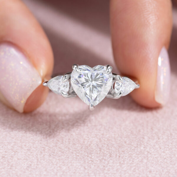 2.80 Ct Solitaire Heart Cut Moissanite Engagement Ring 14K White Gold D/VVS2