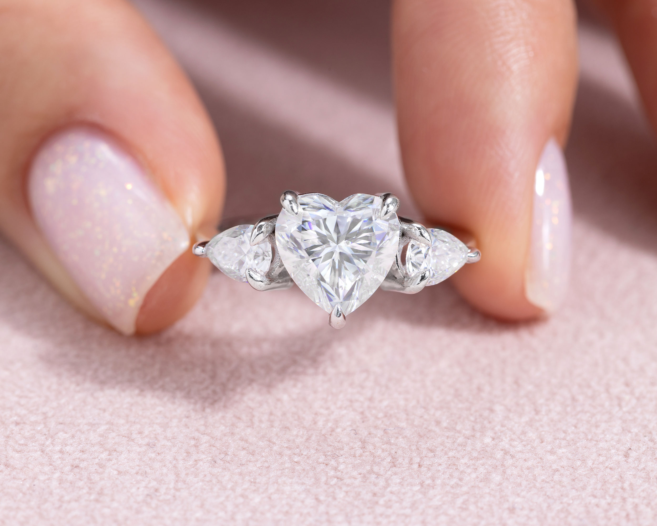 2.80 Ct Solitaire Heart Cut Moissanite Engagement Ring 14K White Gold D/VVS2