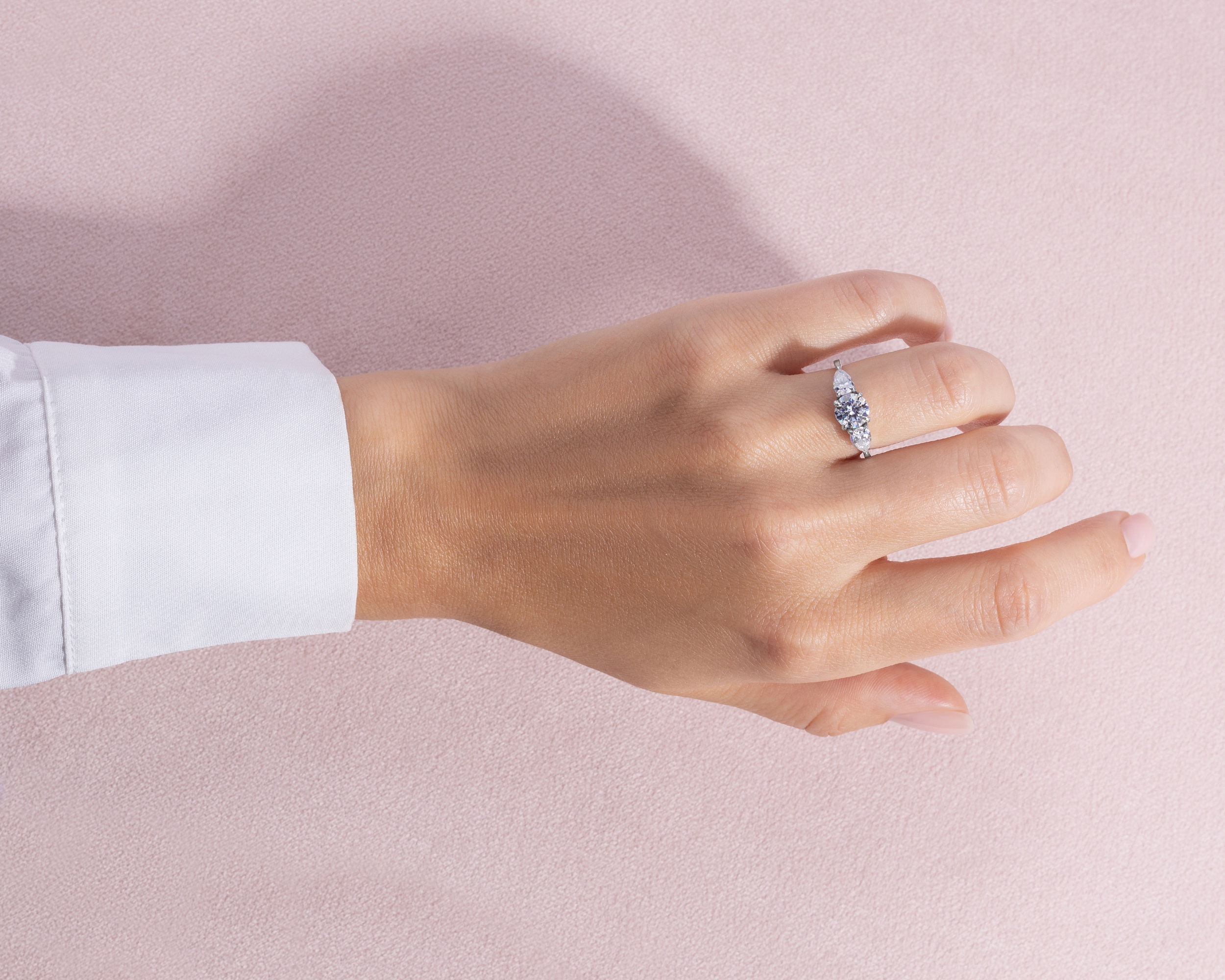 4.90 Ct Moissanite Three Stone Engagement Ring 14K White Gold Real D/VVS2 - Image 5