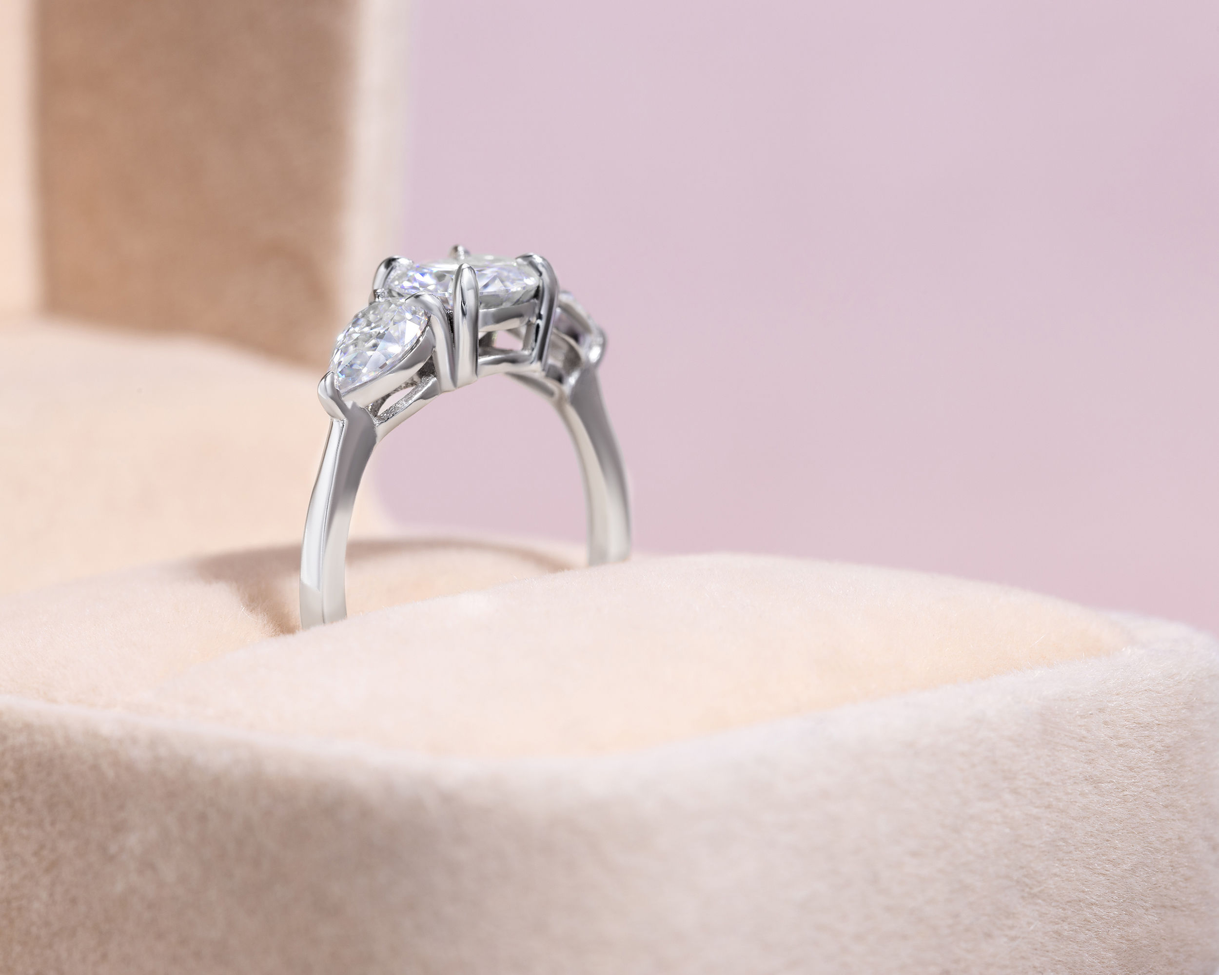 4.90 Ct Moissanite Three Stone Engagement Ring 14K White Gold Real D/VVS2 - Image 6