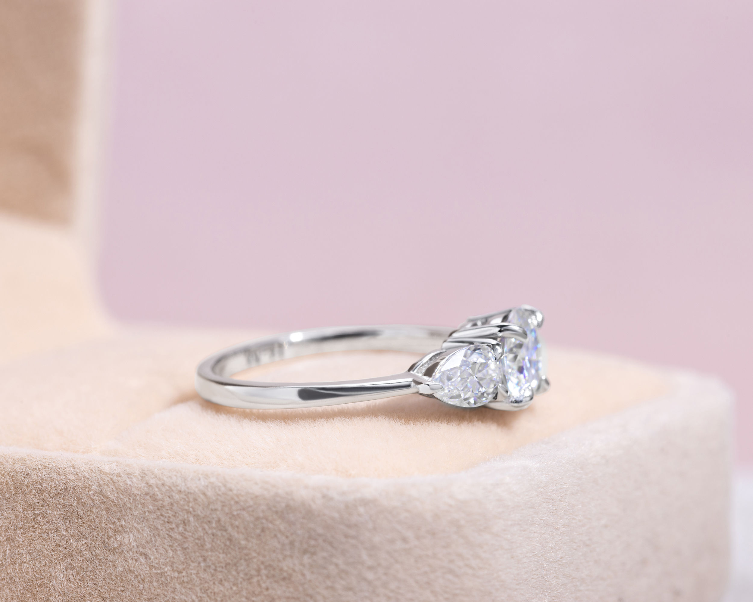 4.90 Ct Moissanite Three Stone Engagement Ring 14K White Gold Real D/VVS2 - Image 2