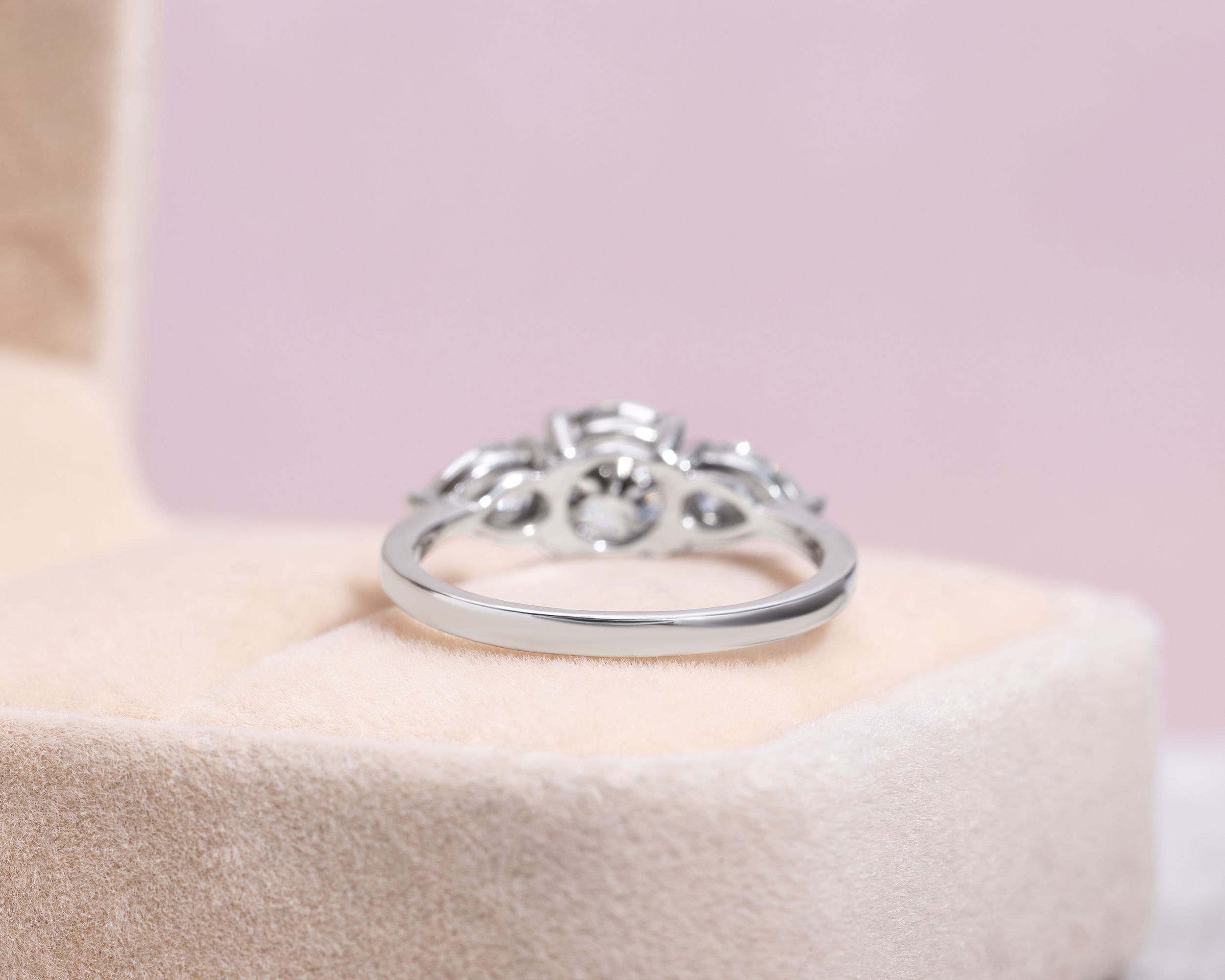 4.90 Ct Moissanite Three Stone Engagement Ring 14K White Gold Real D/VVS2 - Image 3