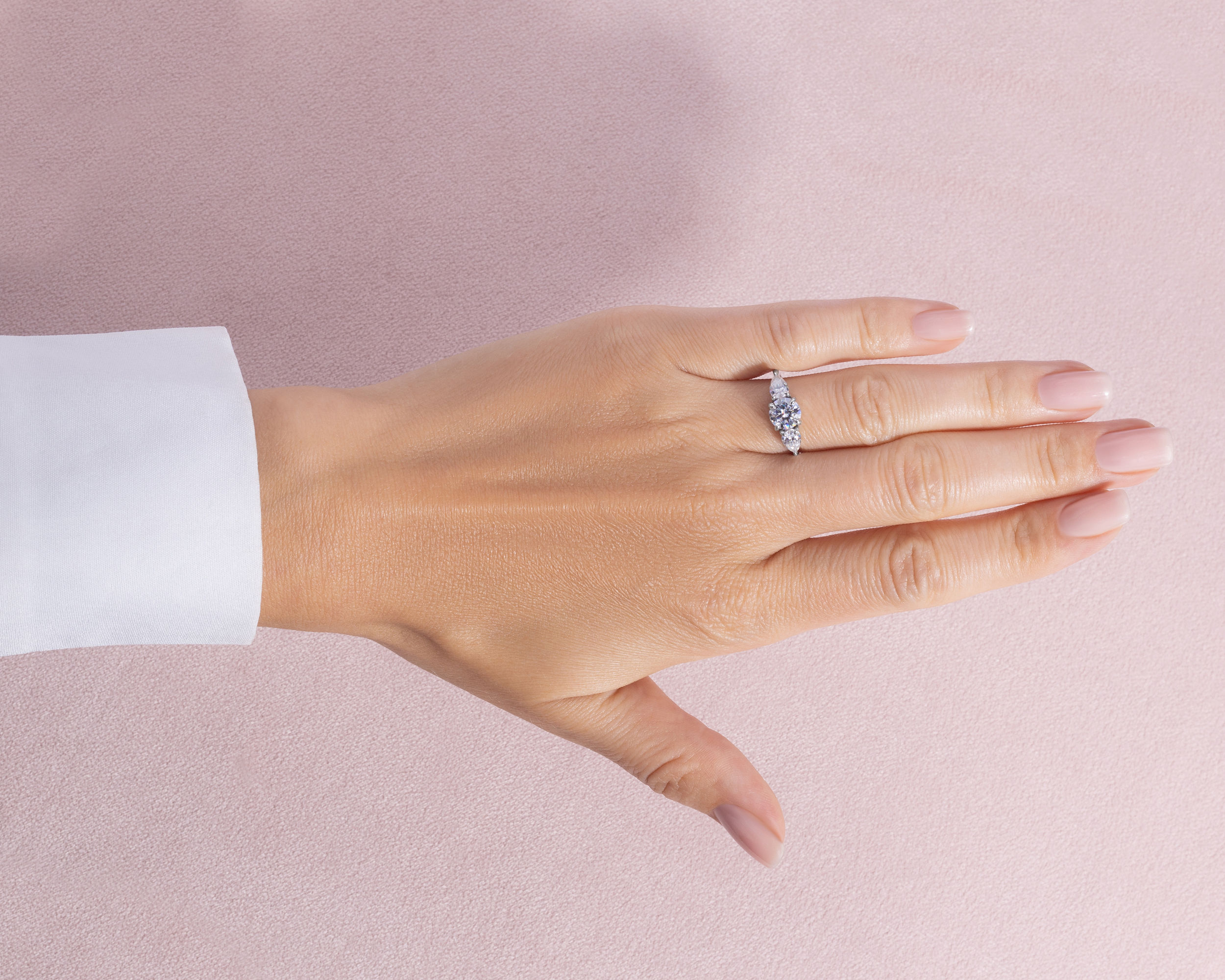 4.90 Ct Moissanite Three Stone Engagement Ring 14K White Gold Real D/VVS2 - Image 4