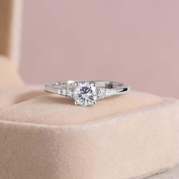 Natural Diamond Round Brilliant 0.94 Ct 14k White Gold Engagement Ring F-G/VS-SI