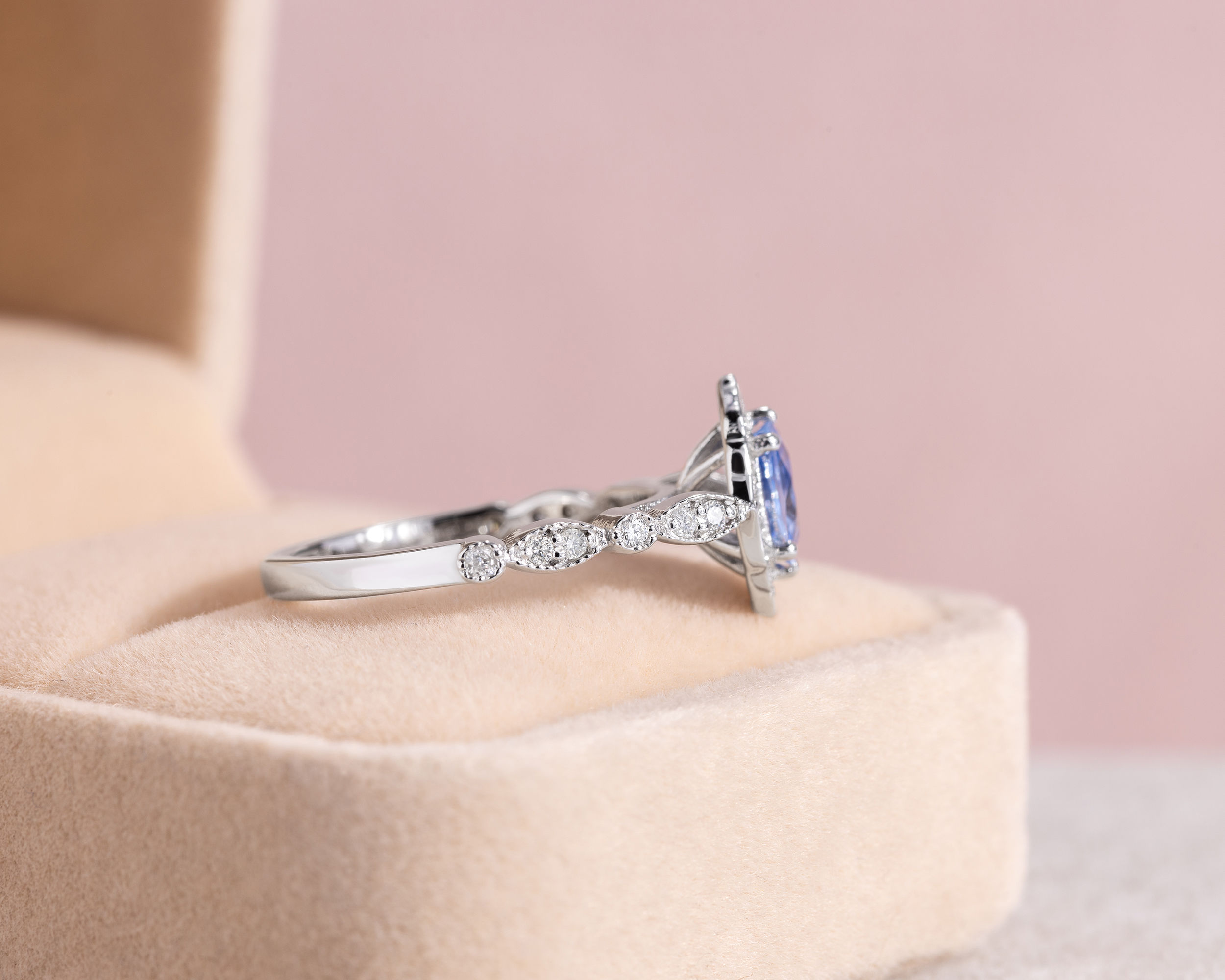 1.40 Ct Real Blue Sapphire & Natural Diamond Ring 14k White Gold Oval VS2-SI3 - Image 3