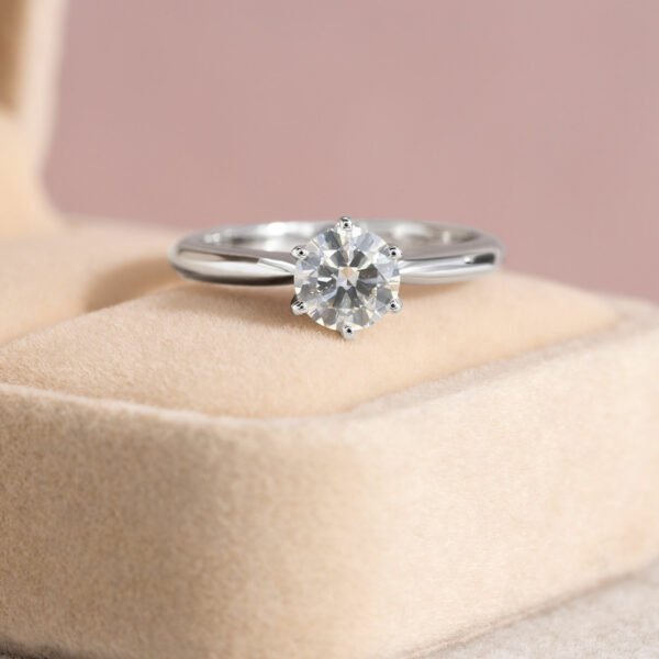 1 Ct Natural Diamond in 14k White Gold Prong Round Brilliant Engagement I/SI1