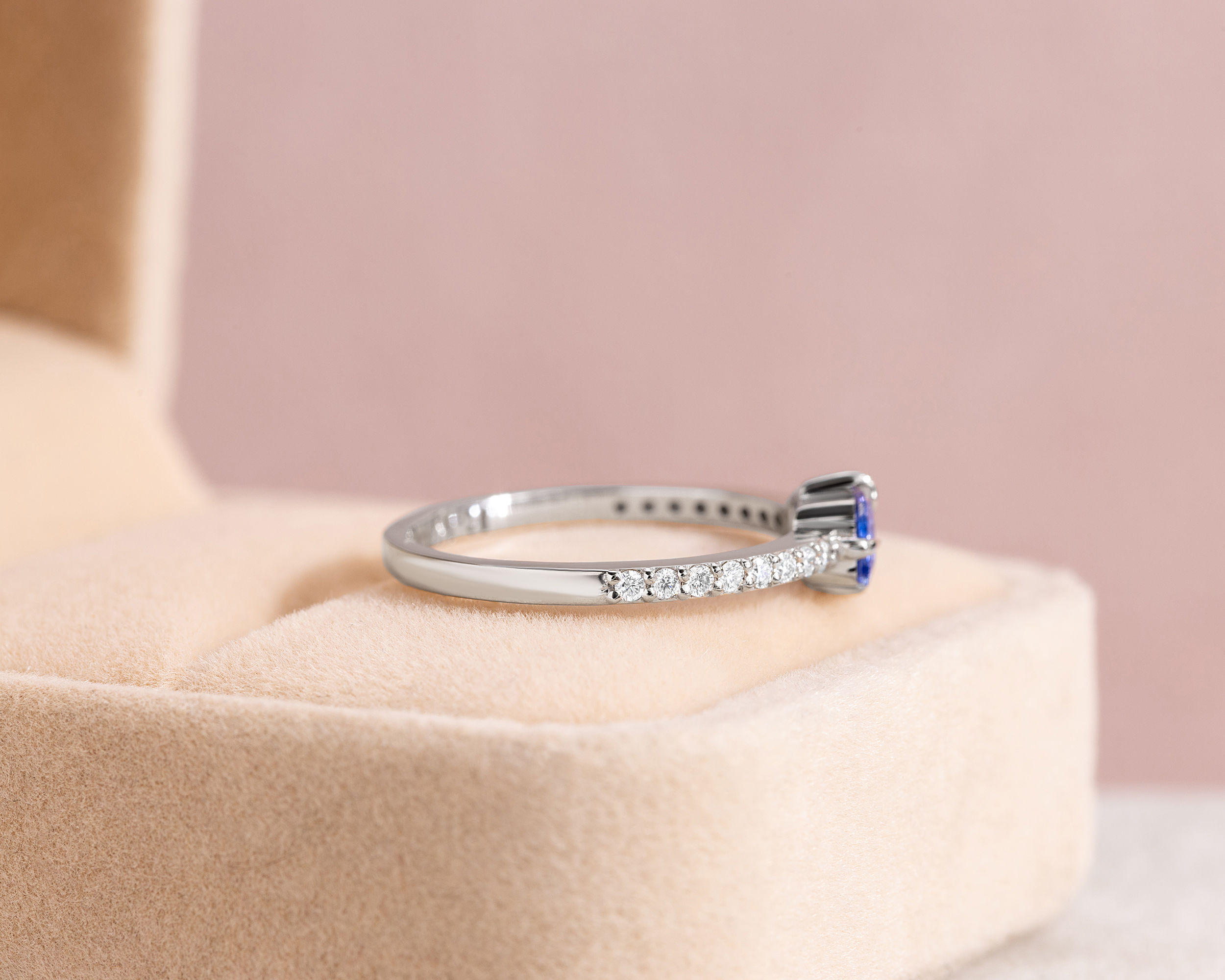 Purple Tanzanite & Natural Diamond Ring 0.97 Ct 14k White Gold Emerald E-H/VS2-SI2 - Image 3