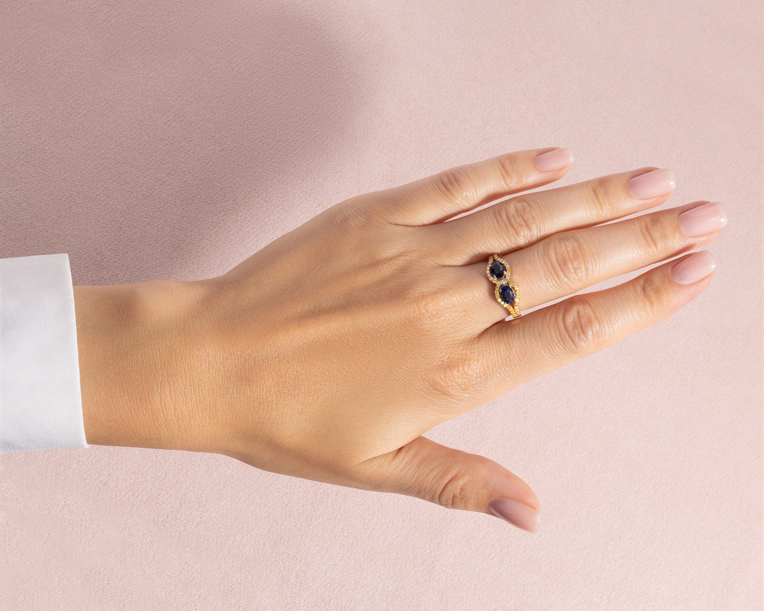 2.22 Ct Blue Sapphire & Natural Diamond Ring 14k Rose Gold Oval Two Stone SI2-I2 - Image 5