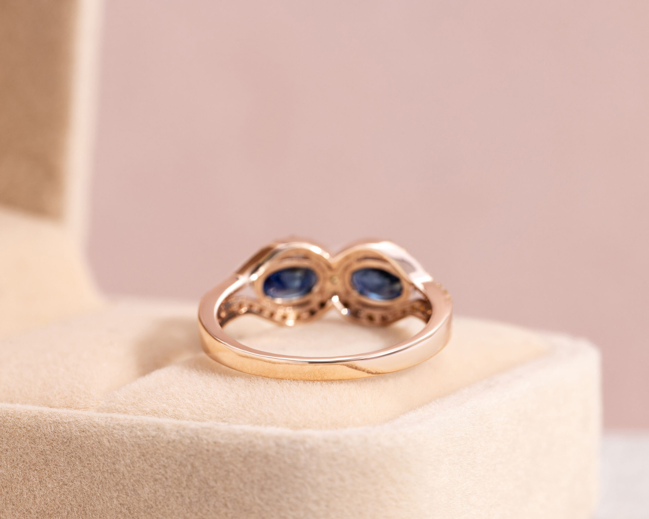 2.22 Ct Blue Sapphire & Natural Diamond Ring 14k Rose Gold Oval Two Stone SI2-I2 - Image 6