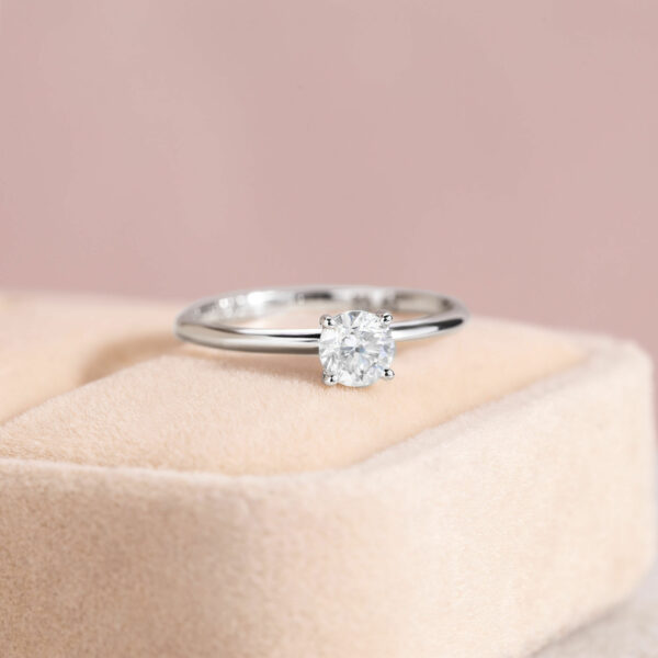 Diamond Engagement Ring 14k White Gold Round Cut Natural Solitaire 0.52 Ct H-VS2