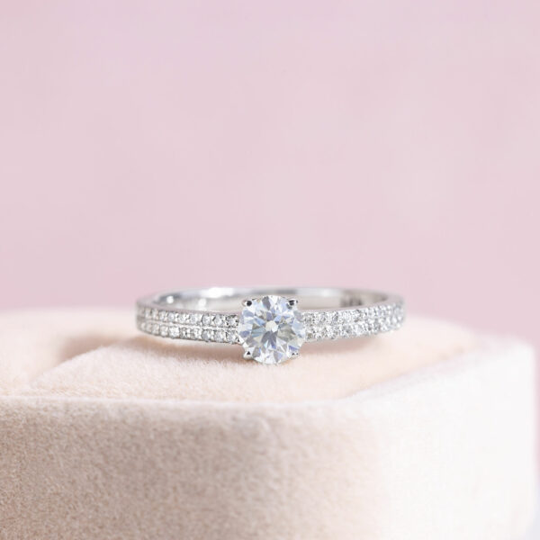 Natural Diamond Engagement Ring 0.78 Ct 14k White Gold Round Brilliant I/VS2