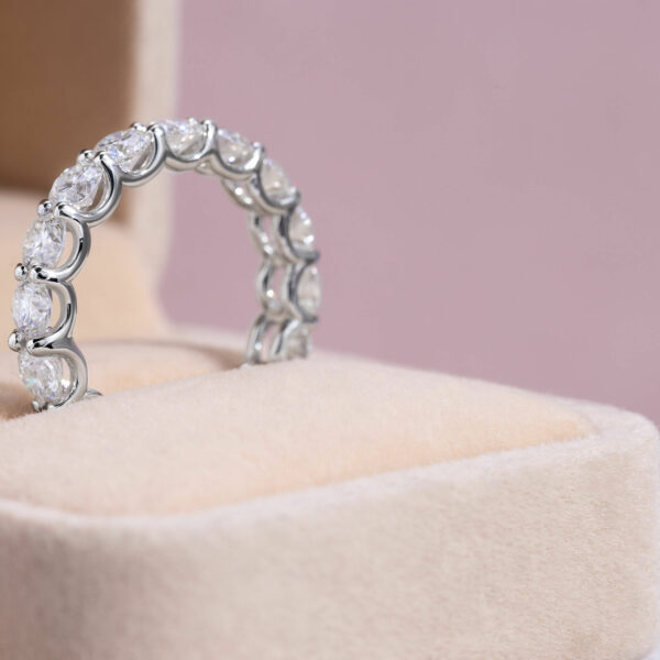 4.12 Ct Moissanite Eternity Engagement Ring 14k White Gold D/VVS1 Round Cut