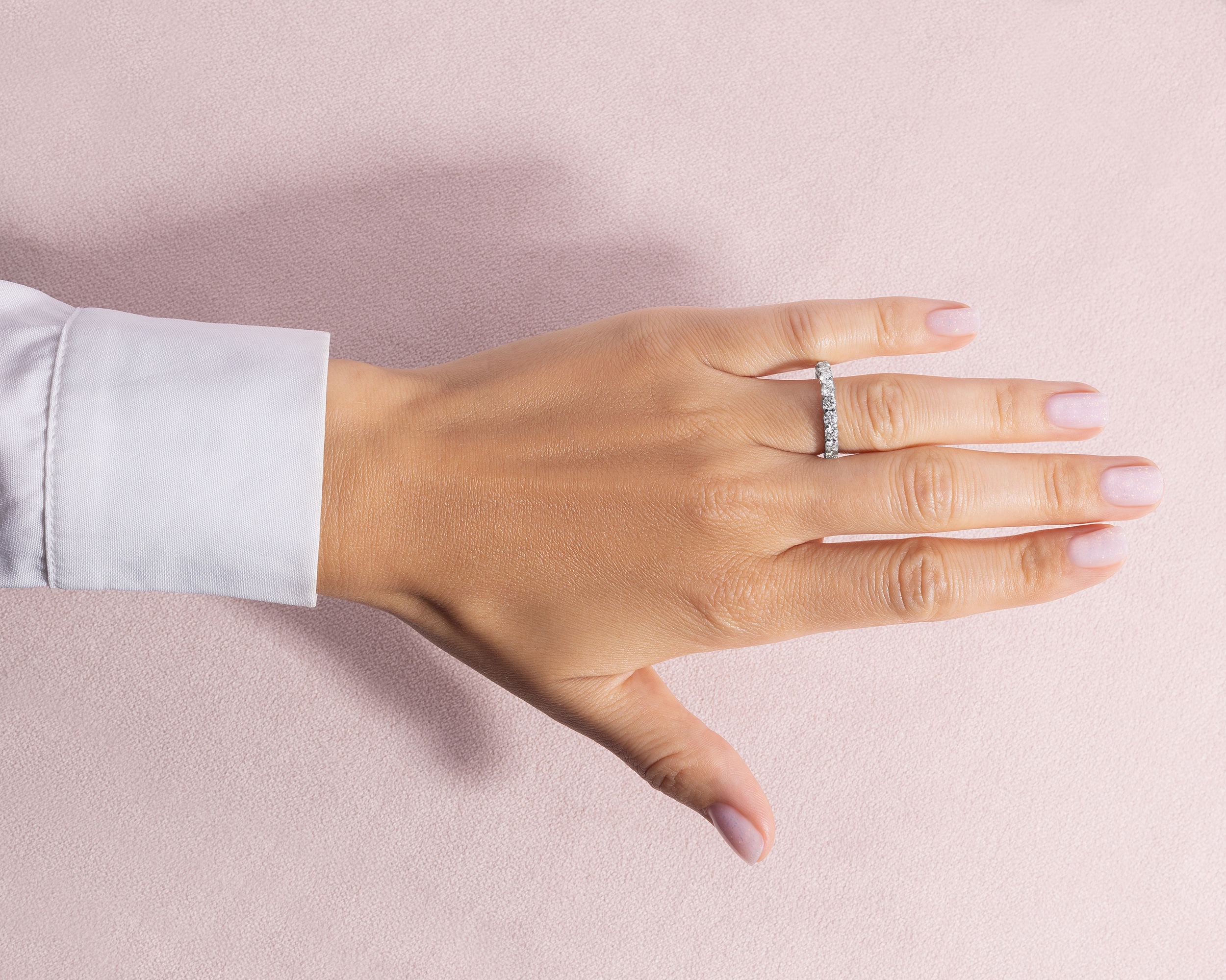 2.02 Ct Natural Diamond Eternity Engagement Ring 14k White Gold E-G/VS1-VS2 - Image 5