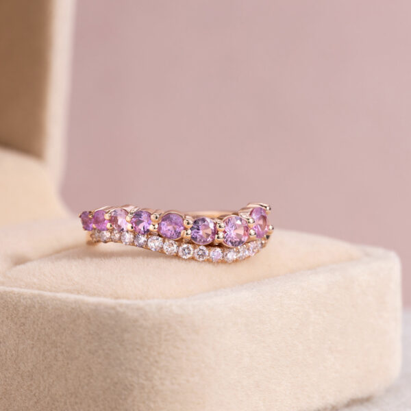 1.30 Ct Pink Sapphire & Faint-Light Pink Diamond 14k Rose Gold Ring