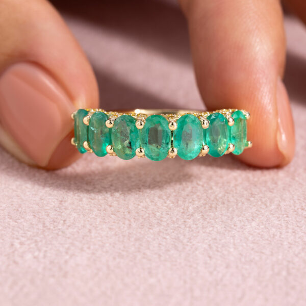 Green Oval Emerald & Natural Diamond Ring 4.31 Ct 14k Yellow Gold SI2-I2