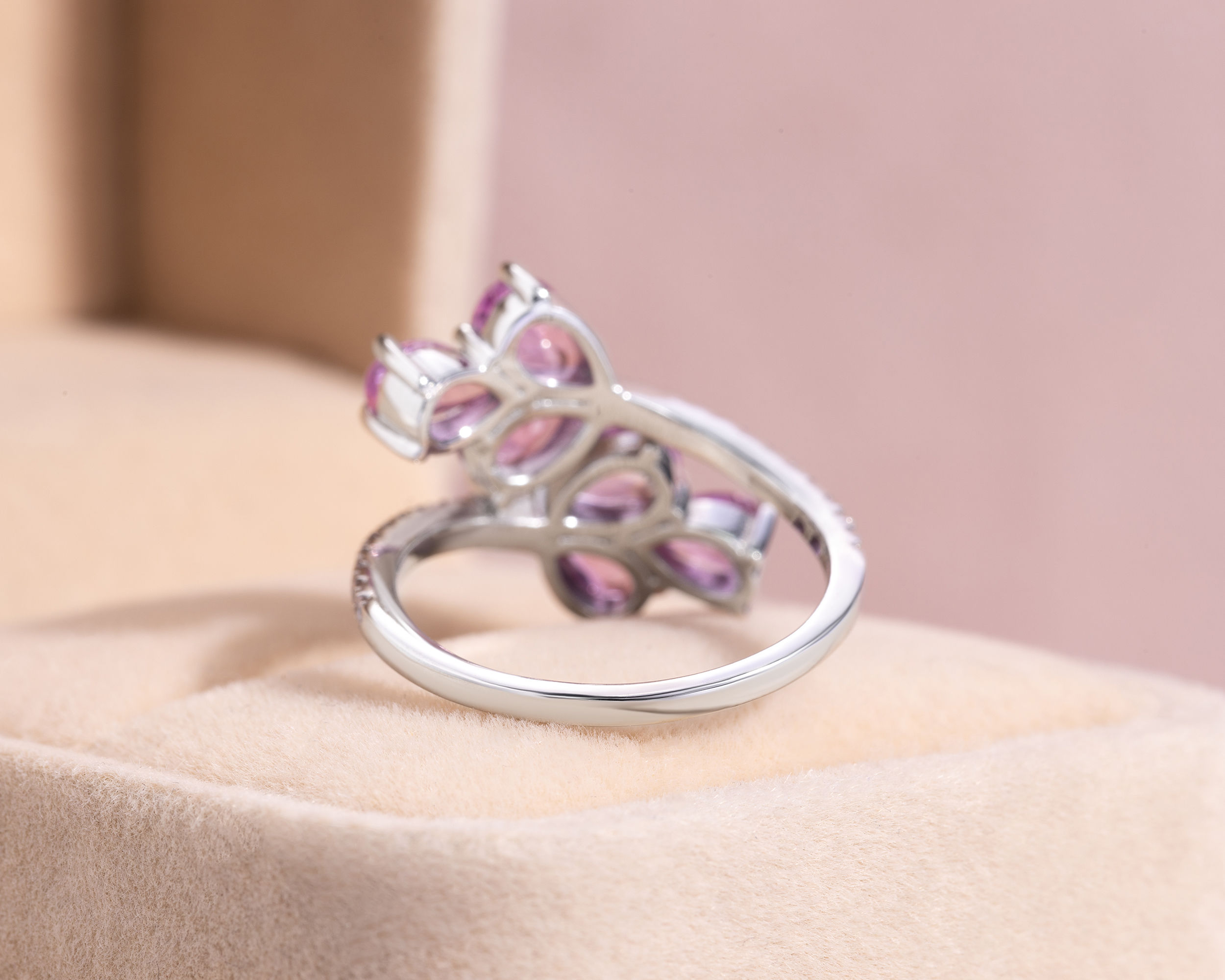 3.24 Ct Pink Sapphire & Faint-Light Pink Diamond SI2-I1 14k White Gold Ring - Image 7