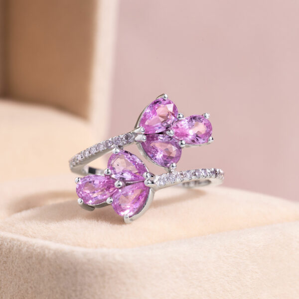 3.24 Ct Pink Sapphire & Faint-Light Pink Diamond SI2-I1 14k White Gold Ring