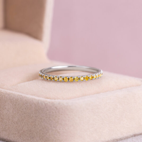 Natural Diamond Eternity Ring 0.60 Ct 14k White Gold Fancy Intense Yellow SI1-I2