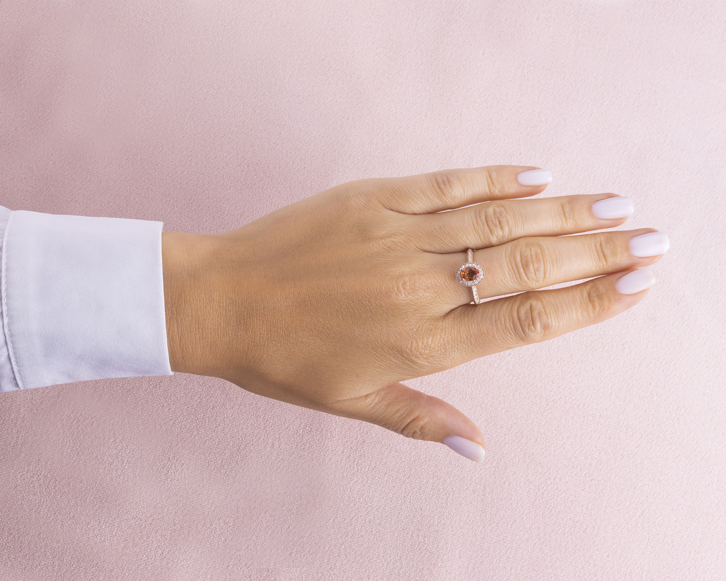 1.70 Ct Orange Sapphire & Natural Diamond Ring 14k Rose Gold Light Pink VS1-SI2 - Image 6