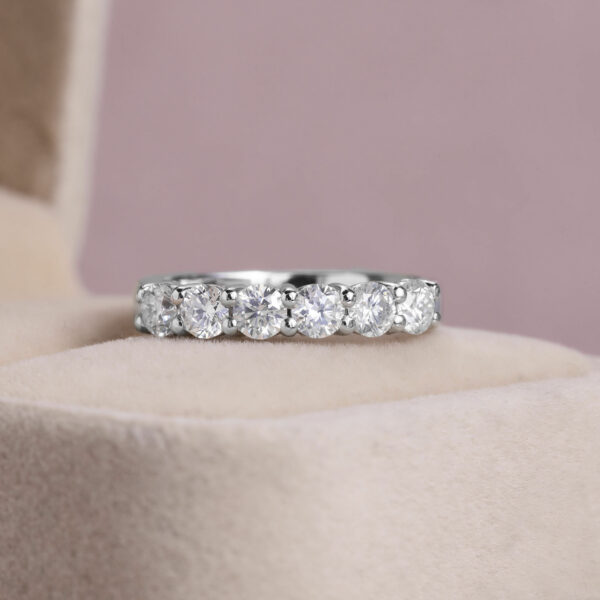 1.10 Carat Round Brilliant F/VS1-VS2 Lab Diamond 14k White Gold Half Eternity Ring