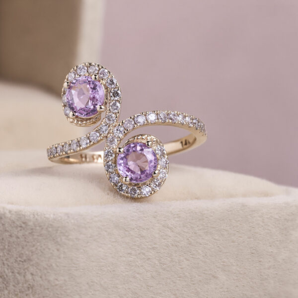 1.44 Ct Pink Sapphire & Faint-Light Pink Diamond SI2-I1 14k Rose Gold Ring