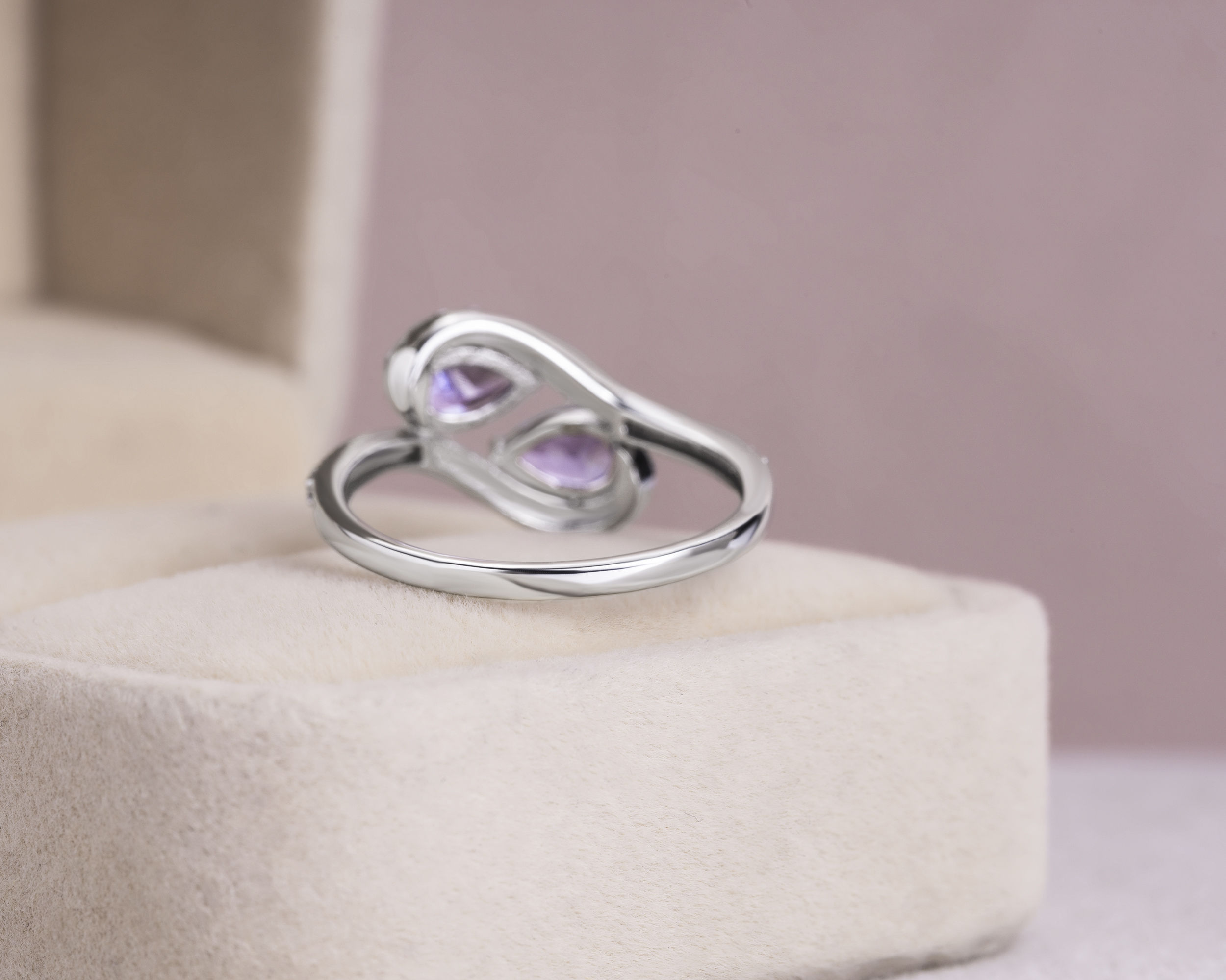 1.07 Ct Violetish Blue Tanzanite & Natural Diamond Ring 14k White Gold SI2-I2 - Image 7