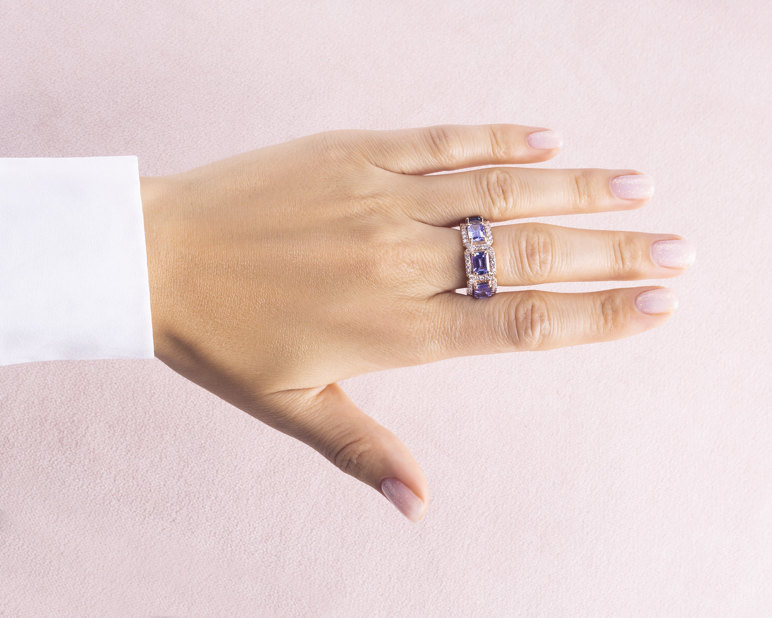 8.62 Ct Violetish Blue Tanzanite Ring & Natural Diamond 14k Rose Gold SI2-I1 - Image 5