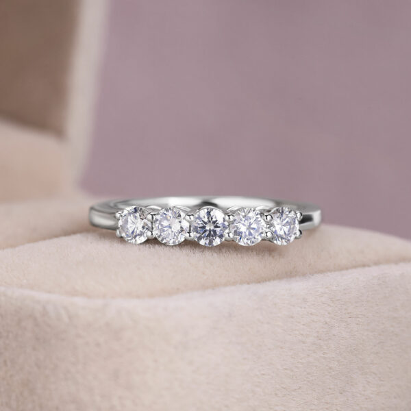 Natural Diamond Five Stone Engagement Ring 0.80 Ct 14k White Gold F-G/VS1-SI2