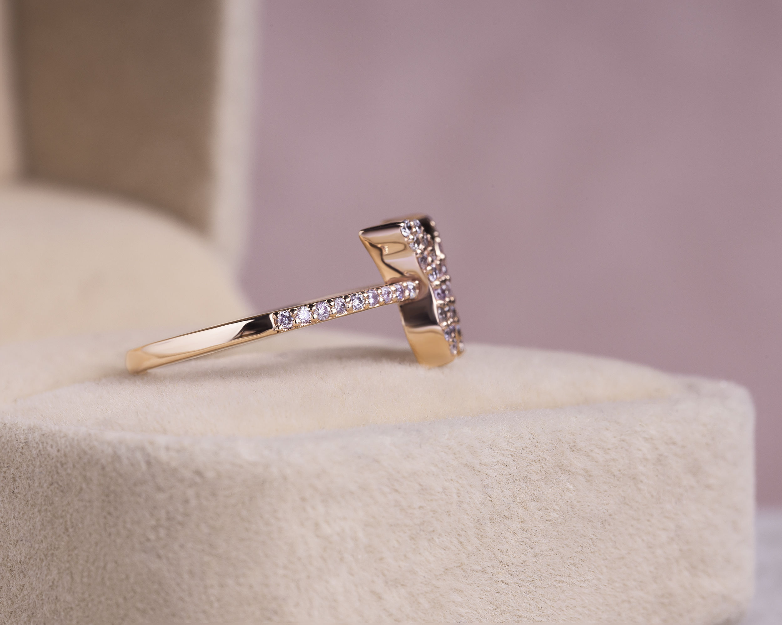 0.30 Carat Round Brilliant F/VS1-VS2 Lab Diamond 14k Rose Gold Butterfly Shape Ring - Image 3