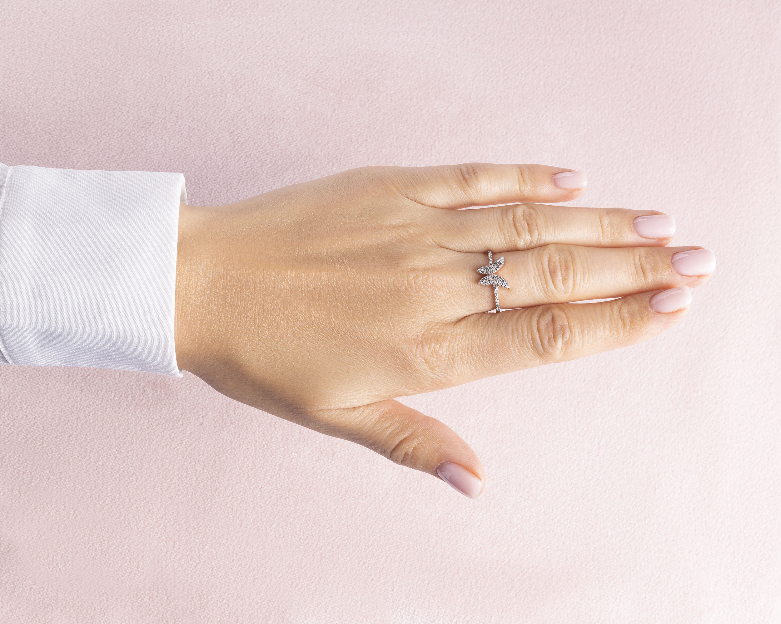 0.30 Carat Round Brilliant F/VS1-VS2 Lab Diamond 14k Rose Gold Butterfly Shape Ring - Image 6