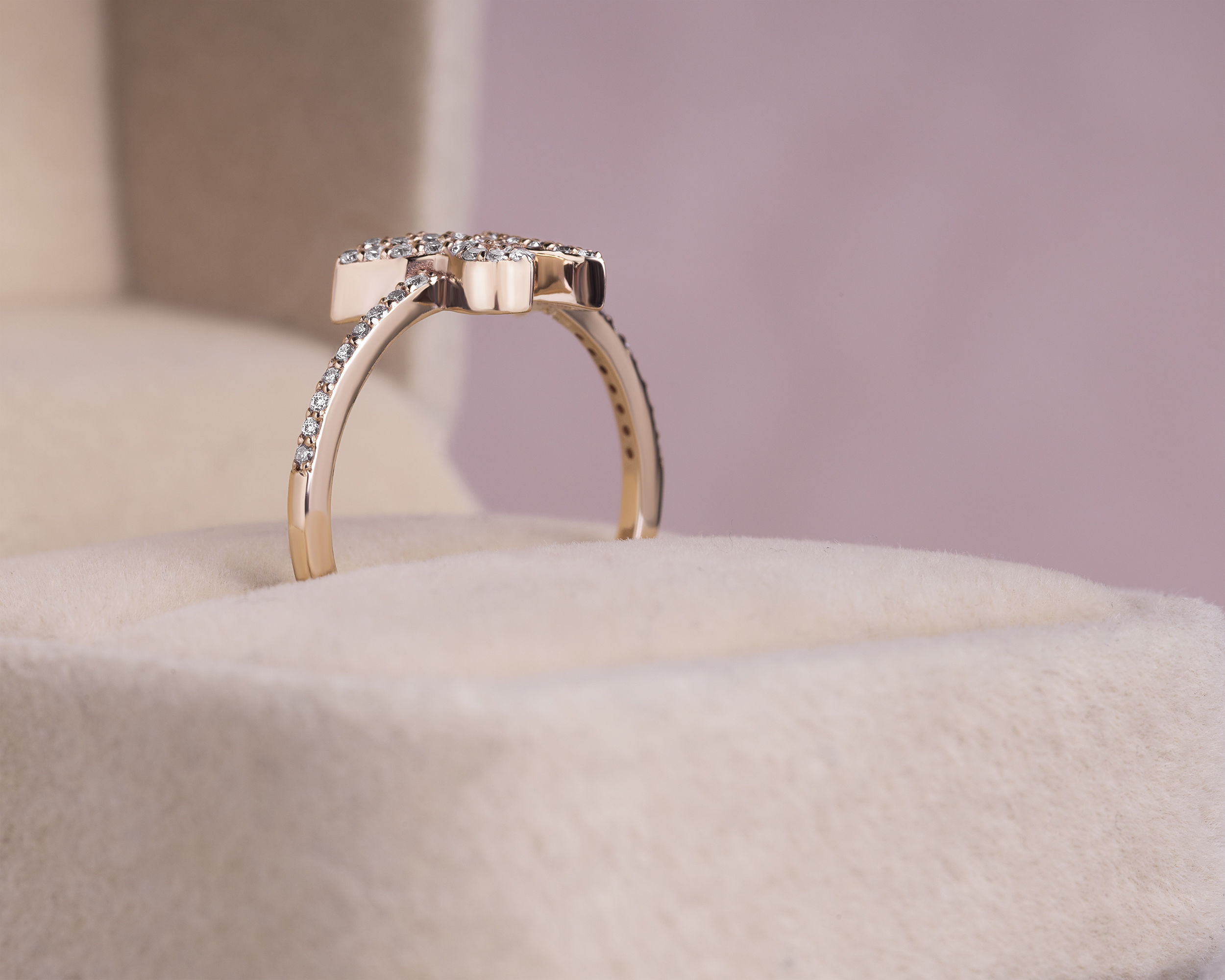 0.30 Carat Round Brilliant F/VS1-VS2 Lab Diamond 14k Rose Gold Butterfly Shape Ring - Image 2