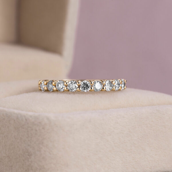 0.55 Carat Round Brilliant F/VS1-VS2 Lab Diamond 14k Rose Gold Half Eternity Ring