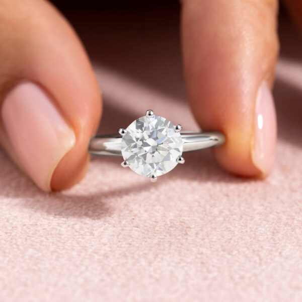 1.00 Ct Lab Diamond Round F/VS1-VS2 Engagement Ring 14k Solid White Gold