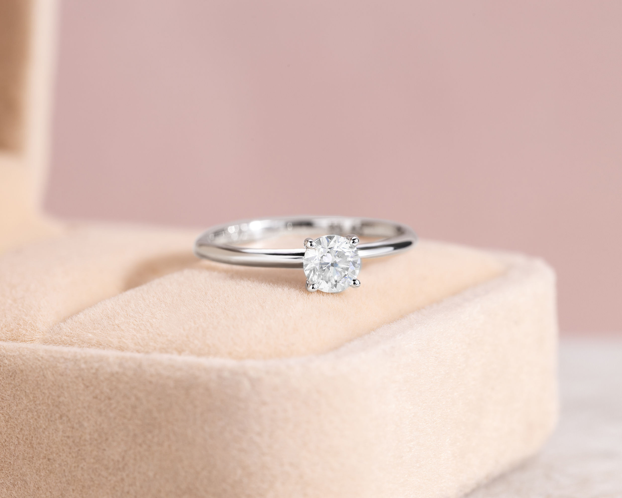 Lab Diamond 0.52 Ct Round Brilliant F/VS1-VS2 Solitaire Engagement Ring 14k White Gold