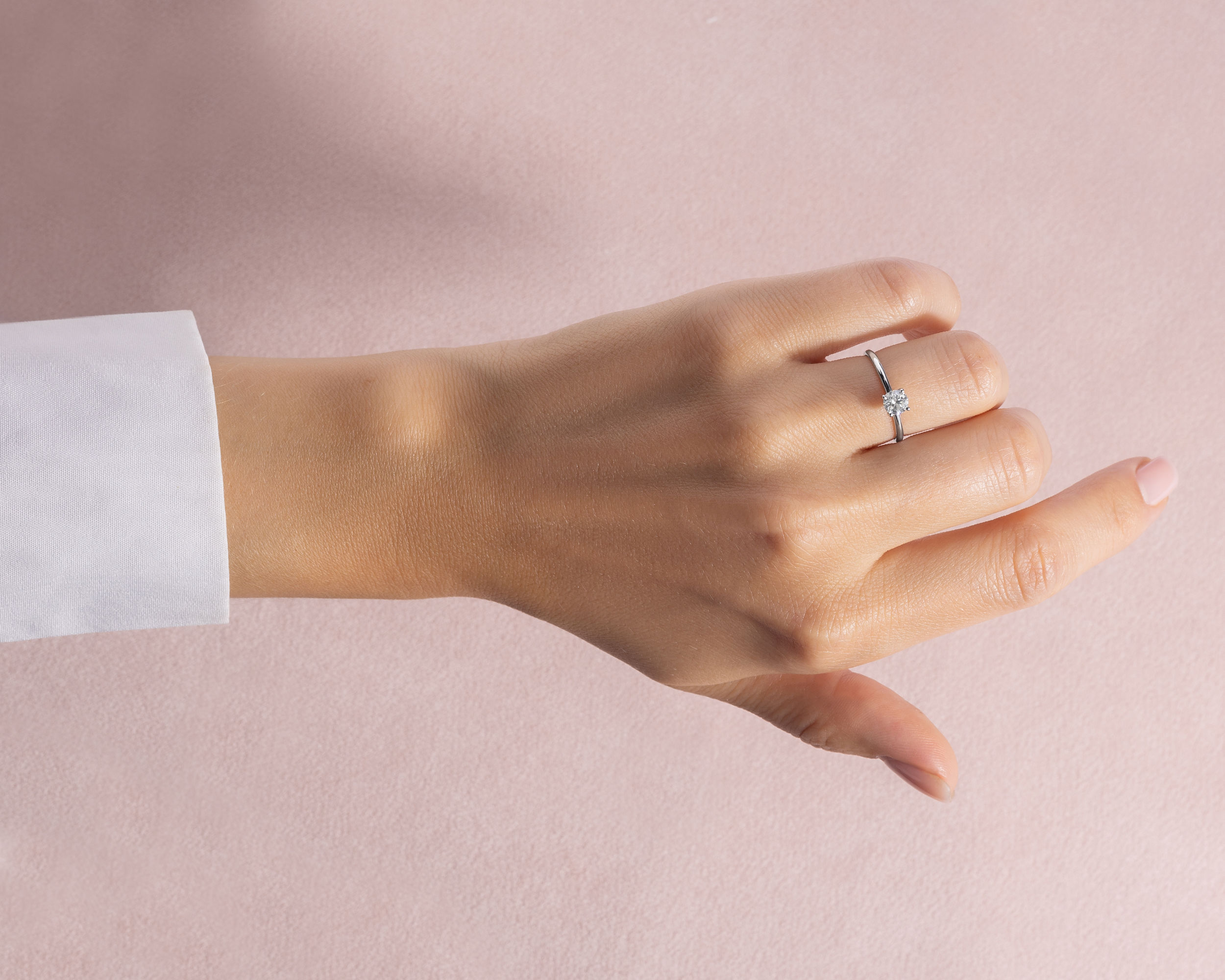 Lab Diamond 0.52 Ct Round Brilliant F/VS1-VS2 Solitaire Engagement Ring 14k White Gold - Image 7