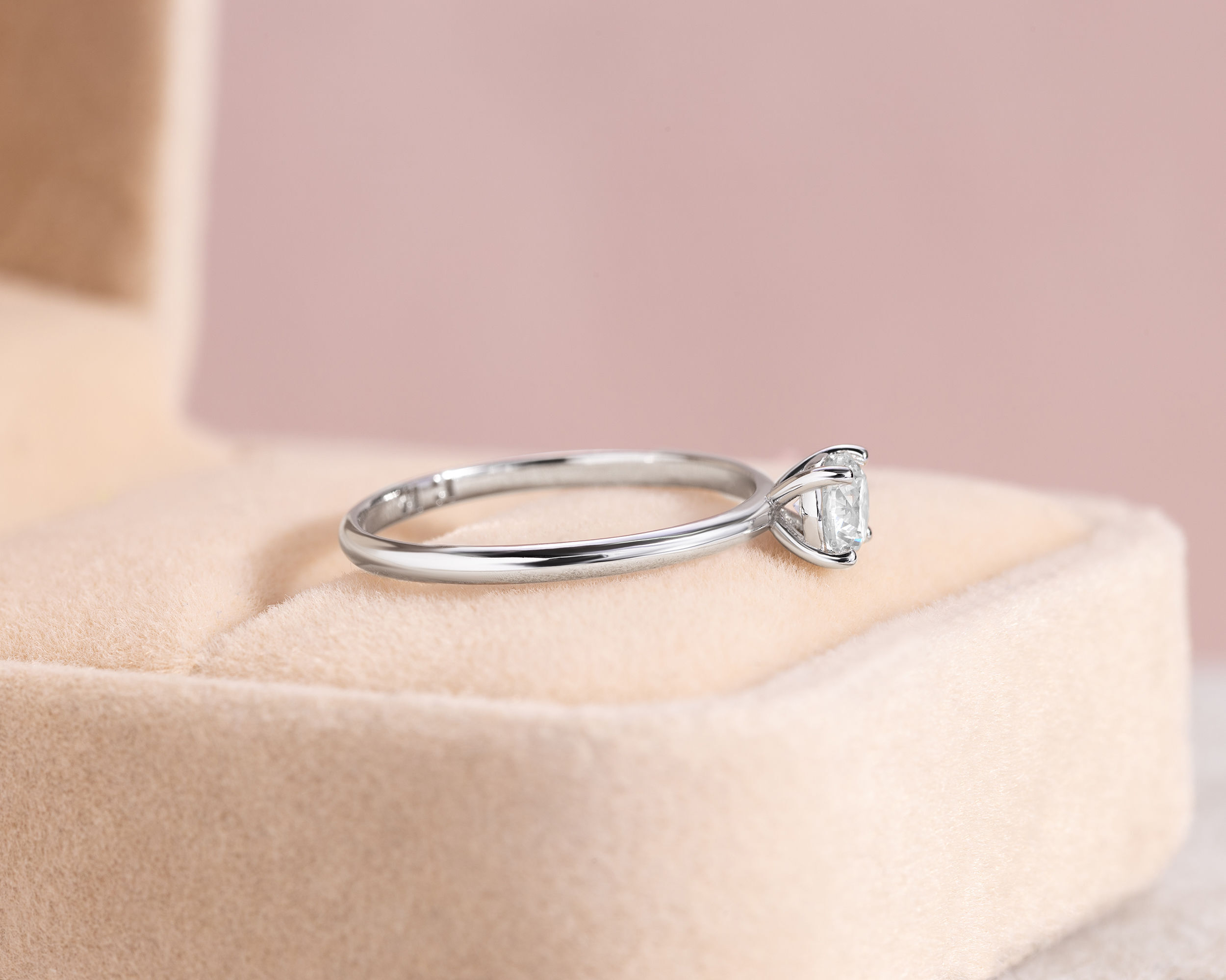 Lab Diamond 0.52 Ct Round Brilliant F/VS1-VS2 Solitaire Engagement Ring 14k White Gold - Image 3