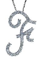 Large fancy initial pendant in sterling silver 'F'