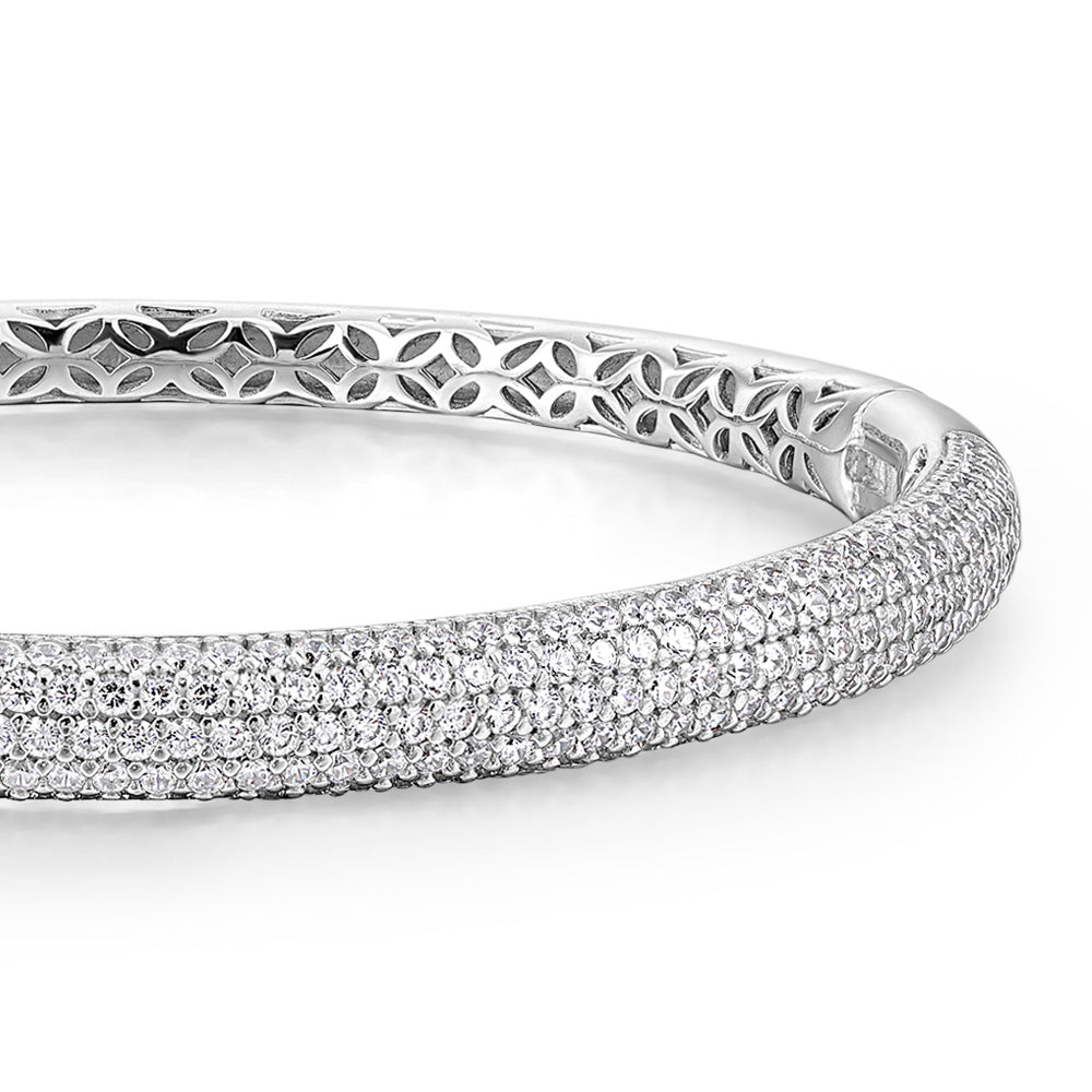 Round Brilliant bangle with 4.24 carats* of diamond simulants in sterling silver - Image 2