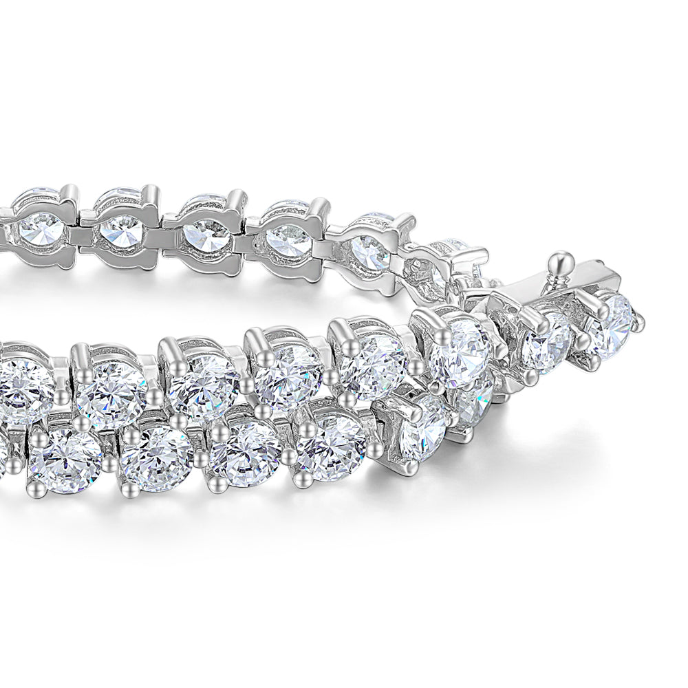 Round Brilliant tennis bracelet with 9.13 carats* of diamond simulants in sterling silver - Image 2
