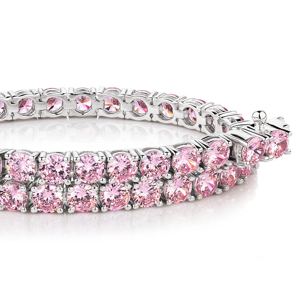 Round Brilliant tennis bracelet with 11 carats* of diamond simulants in sterling silver - Image 2