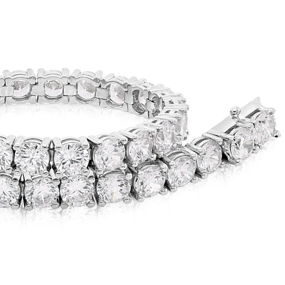 Round Brilliant tennis bracelet with 15.18 carats* of diamond simulants in sterling silver - Image 2