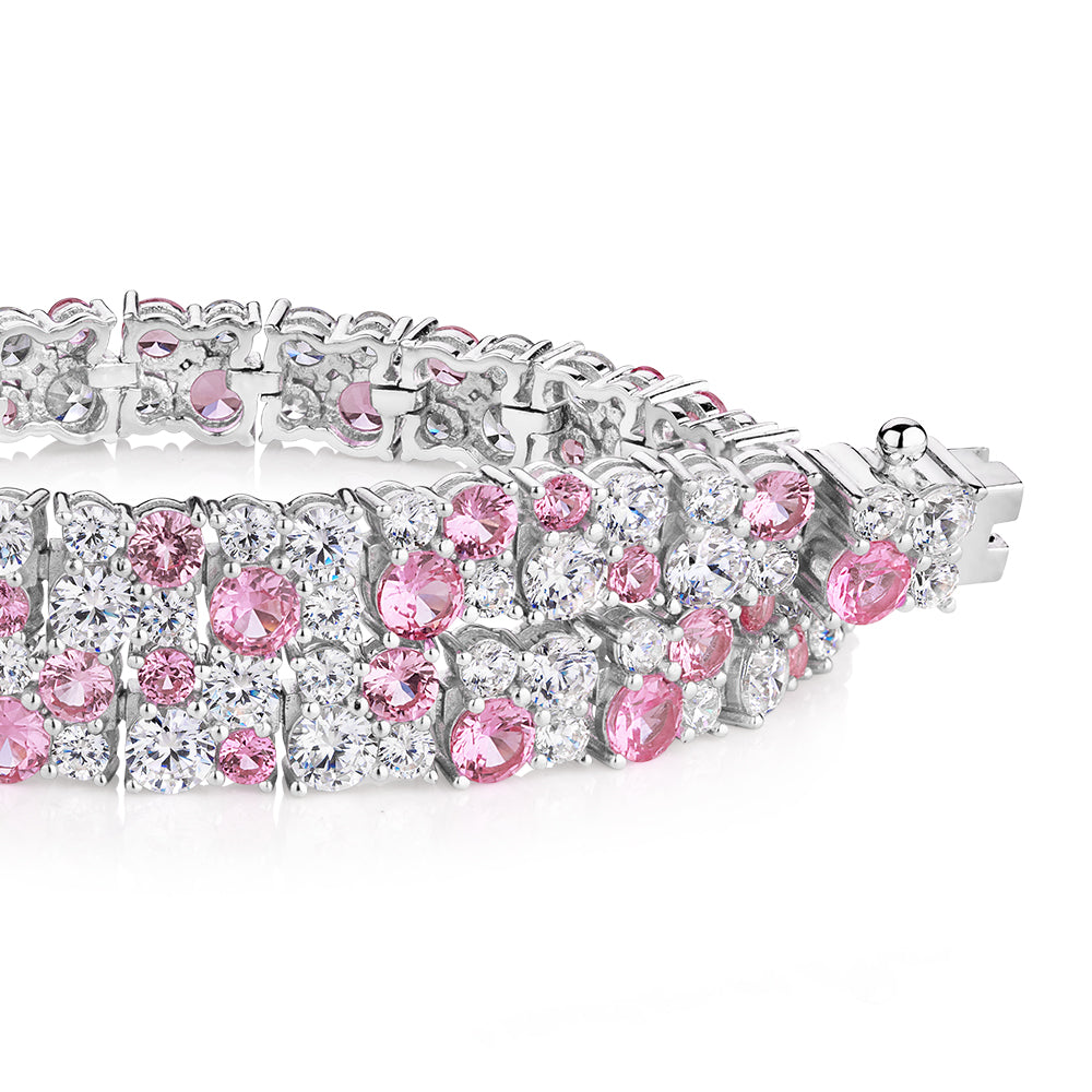 Round Brilliant tennis bracelet with 10.80 carats* of diamond simulants in sterling silver - Image 2